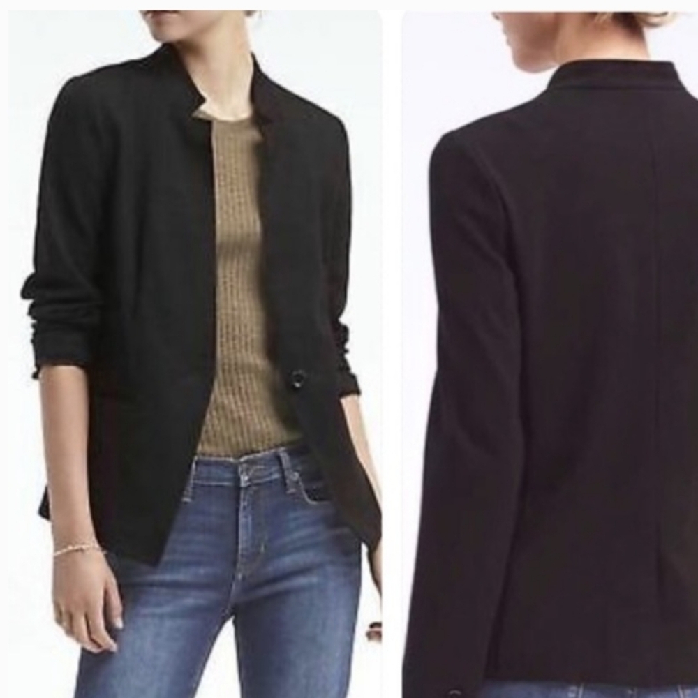 NWT Banana Republic 10 Tall Women's Black Blazer w/ Notch Collar "Long And Lean"